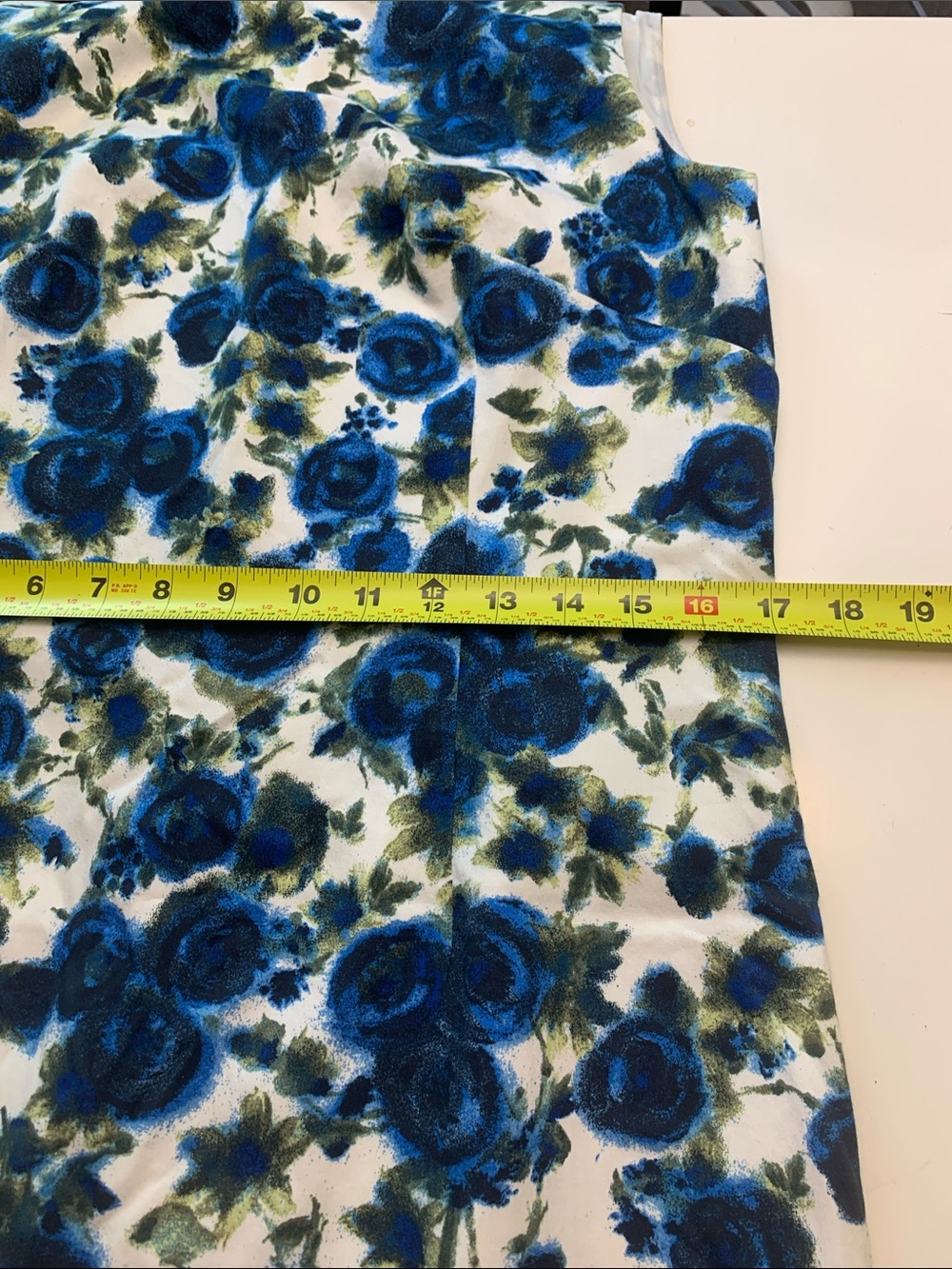 Ann Taylor Blue and White Floral Midi Shift Dress, Lined, Back Zipper - Picture 6 of 11